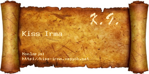Kiss Irma névjegykártya